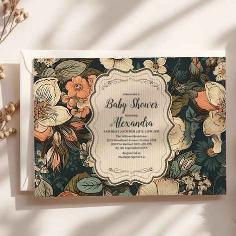 Vintage Watercolor Flowers Baby Shower Invitation Delicate Watercolor, Elegant Baby Shower, Refined Aesthetic, Vintage Watercolor, Baby Shower Flowers, Elegant Baby, Pastel Hues, Shower Design, Invitation Set