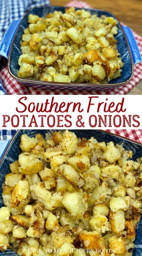 Southern Side Recipes, Good Southern Meals Dinners, Southern Potatoes And Onions, Country Food Recipes Southern Style, Easy Southern Food Recipes, Easy Fry Recipe, Homemade Southern Recipes, The Best Fried Potatoes, Fried Yellow Potatoes