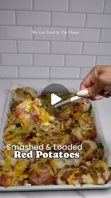 Brandy Gordon on Instagram: "Another one to file under “easy weeknight side dish”. 

Smashed and loaded red potatoes are my favorite side to make when I’m over the usual selections. 

Boil your red potatoes until they are tender and then add them to a lined sheet pan. Smash each potato, drizzle with olive oil, season and top with cheese and other fave toppings. Bake until the cheese melts. Sooooo good. 🤤

Save this if you like the idea of mini, loaded baked potatoes. Comment below for the full recipe. 

What’s your favorite way to prepare potatoes?" Recipes For Mini Potatoes, Best Red Potato Recipe, Smashed Red Potatoes Baked, Meals With Red Potatoes, What To Eat With Baked Potatoes, Mini Red Potatoes Recipes, Loaded Red Potatoes, Red Skin Potato Recipes, Mini Potato Recipe