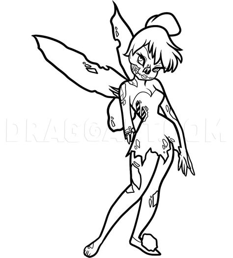 Zombie Disney Princess, Disney Princess Zombie, Dark Disney Tattoo, Tinkerbell Coloring Pages, Scary Coloring Pages, Dark Disney Art, Zombie Drawings, Witch Coloring Pages, Disney Princess Coloring Pages