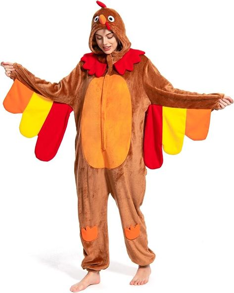 OLAOLA Adult Onesie, Animal Halloween Costume, Unisex Onesies Plush Cosplay Pajamas One-Piece Sleepwear Thanksgiving Costume, Turkey Costume, Animal Halloween Costumes, Onesie Costumes, Animal Onesie, Xmas Pajamas, Unisex Onesies, Comfortable Pajamas, Suit For Women