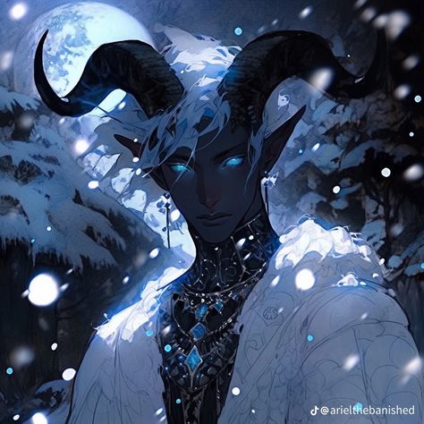 Ice Demon Male, God Of Winter, Elf Art, Fantasy Male, Character Design Male, Dnd Characters, Character Portraits, Fantasy Creatures, Character Design Inspiration