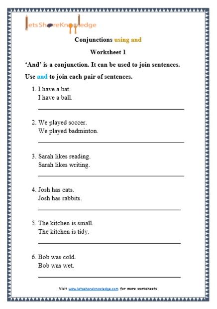 Grade 1 Grammar: Conjunctions using ‘and’ printable worksheets Conjunctions Worksheet For Grade 1, Conjunctions Worksheet 2nd Grade, Conjunctions Worksheet Grade 3, Conjunctions Activities, Simple Sentences Worksheet, Urdu Grammar, Princess Lessons, Sentences Kindergarten, Homophones Worksheets