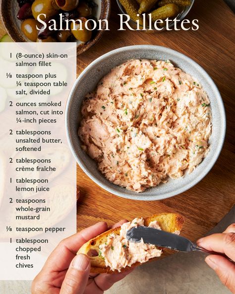 Rillettes Recipe, Salmon Rillettes, Savory Salmon, Salmon Spread, Poached Fish, America's Test Kitchen Recipes, America's Test Kitchen, Cooks Illustrated, Americas Test Kitchen