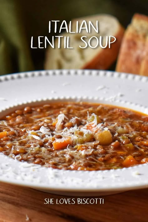 A hearty recipe for Italian Lentil Soup. A healthy way to start the New Year! You won't believe how easy this recipe is.#lentilsoup #howtomakeitalianlentilsoup Meatless Lentil Soup, Lentil Soup With Canned Lentils, Lentle Soup Recipes, Italian Lentil Soup Recipe, Italian Lentil Soup, Bohemian Food, Healthy Hearty Soup, Lentil Soups, Comfort Soups