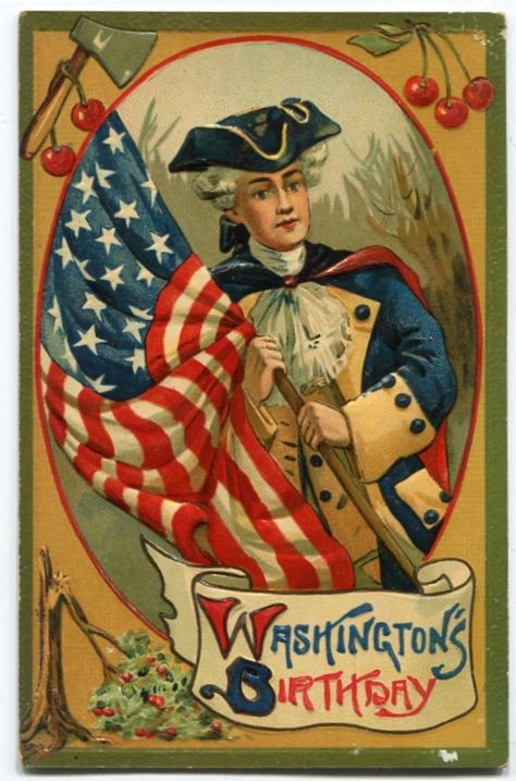 *PATRIOTIC ~ Antique George Washington Birthday Postcard - George with US Flag, circa 1910. George Washington Birthday, Decoupage Images, Summer Images, Patriotic Images, Birthday Postcard, Patriotic Pictures, Vintage Patriotic, American Flag Eagle, Birthday Postcards