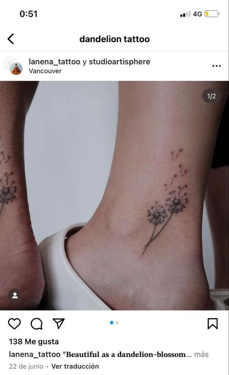 Dandelion Tattoo On Ankle, Mini Realism Tattoo, Tattoo Dandelion, Dandelion Quotes, Wrist Tatoo, Dandelion Tattoo Design, Delicate Tattoos For Women, Mastectomy Tattoo, Magic Runes