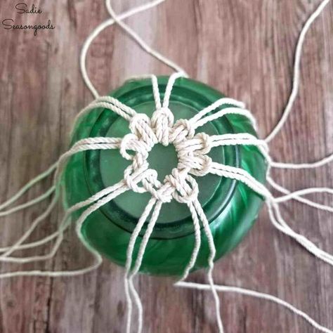 Upcycled Thrift, نباتات منزلية, Glass Fishing Floats, Diy Macrame Plant Hanger, Glass Floats, Sea Decor, Diy Plant Hanger, Fishing Floats, Thrift Store Crafts