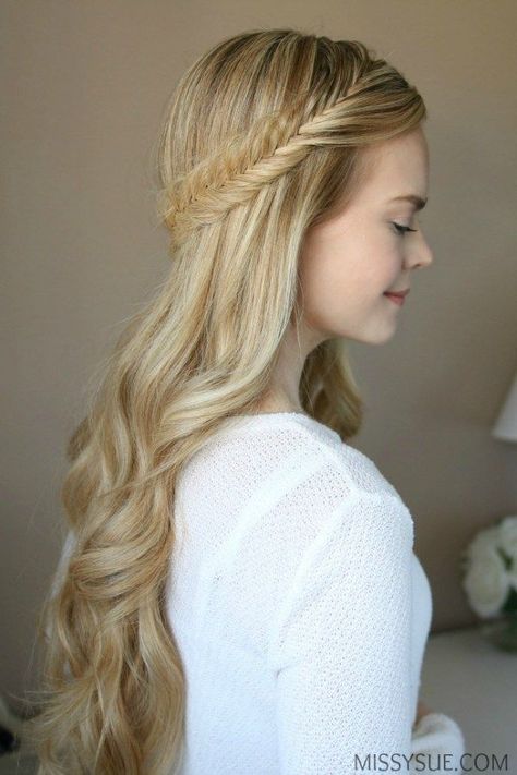 half-up-fishtail-french-braid-tutorial-spring-hairstyle French Braids Tutorial, Fishtail French Braid, Missy Sue, Trendy Wedding Hairstyles, Braided Hairstyles Tutorials, Spring Hairstyles, Party Hairstyles, Beauty Style, Hair Dos