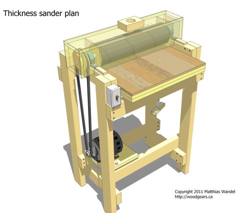 Thickness sander plans - printer optimized Thickness Sander, Woodshop Tools, Diy Drums, Drum Sander, Workbench Plans, Woodworking Workshop, Homemade Tools, Wood Tools, Woodworking Jigs