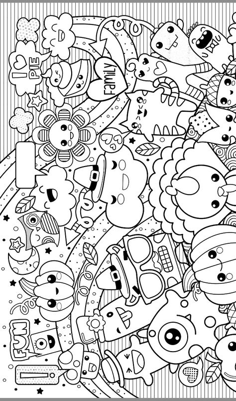 Horizontal Coloring Pages, Free Kawaii Coloring Pages, Doodle Art Drawing Coloring Pages, Printable Doodles, Farm Animal Coloring Pages, Summer Coloring Pages, Adult Coloring Designs, Coloring Page Ideas, Doodle Coloring