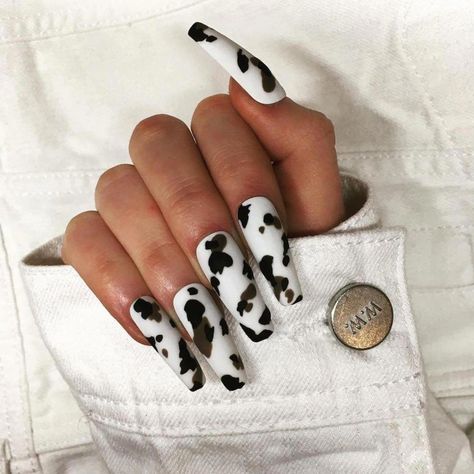 Long Nail Art, Cow Nails, Animal Print Nails, Instagram Nails, Coffin Nails Designs, Fire Nails, Pretty Acrylic Nails, Nails Short, Best Acrylic Nails