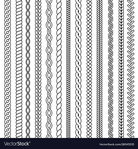 Strings Drawing, Braid Tattoo, Knit Illustration, Knit Drawing, Thread Illustration, Textile Drawing, Braids Pattern, Braid Drawing, Knitting Drawing