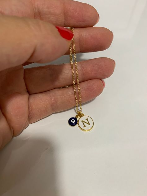 Excited to share this item from my #etsy shop: Initial N Necklace, Gold Evil Eye Necklace, Small Letter Necklace, Tiny Dainty Name Necklace Letter, N letter Evil Ye Necklace, Gift for Her N Pendant Letter Gold, N Initial Necklace, N Necklace, Initial N, N Letter, Gold Evil Eye Necklace, Hand Decoration, Bff Jewelry, Small Letter