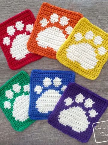 Paw Crochet, Cute Paw Print, Dog Patterns, Granny Square Crochet Patterns Free, Crochet Cat Pattern, Square Crochet Pattern, Crochet Free Patterns, Crochet Square Patterns, Crochet Patterns Free