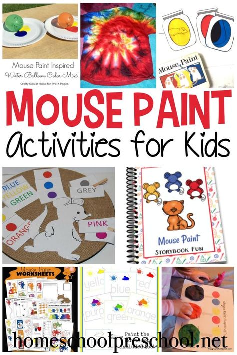 These Mouse Paint activities for kids are a great way to bring Ellen Stoll Walsh’s book to life for your little ones. Crafts, printables, and more!  #mousepaint #colormixing #bookactivity #homeschoolprek Paint Activities For Kids, Mouse Paint Activities, Paint Activities, Letter M Activities, Story Baskets, Teaching Preschoolers, Paint Book, Zoo Activities, Dr Seuss Activities