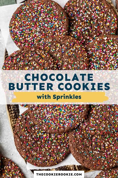 Chocolate Butter Cookies Recipes, Chocolate Refrigerator Cookies, Crunchy Chocolate Cookies, Chocolate Butter Cookies, Chocolate Sprinkle Cookies, Christmas No Bake Treats, Italian Treats, Cookie Recipes For Kids, Cookie Shop