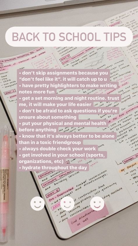 How To Make School More Enjoyable, How To Use A Planner For School, How To Not Fail School, Tips For Romanticizing School, Me Going To School Knowing, Organizing For School, New School Year Tips, Tips For Secondary School, Romanticizing School Tips