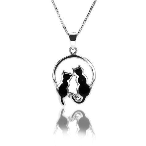 PURE ORIGINS Sterling Silver 925 Cats on Moon Pendant - 18' Fine Box Chain * To view further for this article, visit the image link. #PendantsandCoins Two Cats, Cat Pendant, Moon Studs, Cat Pendants, Cat Necklace, Sterling Silver Necklace Pendants, Lovely Jewellery, Gems Jewelry, Moon Pendant