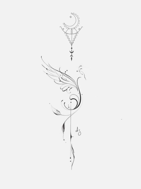 Ornamental Phoenix Tattoo, Phoenix Tattoo Design Feminine, Feniks Tattoo, Tato Phoenix, Phoenix Tattoo Feminine, Small Phoenix Tattoos, Boho Tattoos, Phoenix Tattoo Design, Unalome Tattoo