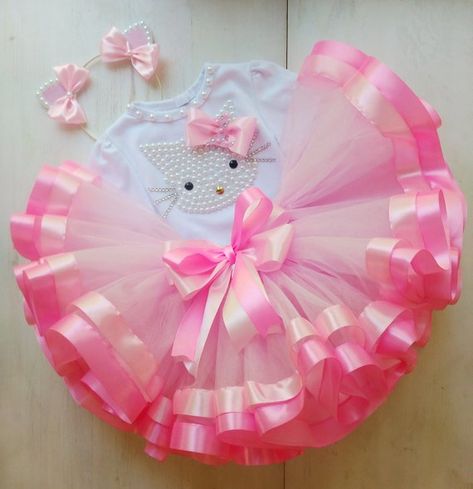 Pink Hello Kitty Birthday Tutu Outfit, Hello Kitty Birthday Tutu Dress, Hello Kitty Party, 1st 2nd 3 Pink Hello Kitty Birthday, Girl Prom Dress, Hello Kitty Tutu, Pom Pom Skirts, Hello Kitty Theme Party, Taekwondo Wallpaper, Princess Tutu Dresses, Birthday Tutu Dress, First Birthday Tutu