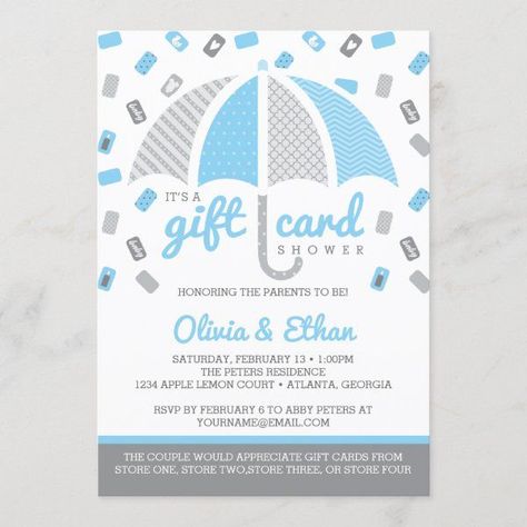 Gift Card Baby Shower Invitation, Baby Blue, Gray Long Distance Baby Shower Invitations, Couples Baby Shower Invitations, Grey Baby Shower, Custom Baby Shower Invitations, Cheap Baby Shower, Gender Neutral Baby Shower Invitations, Couples Baby Showers, Boho Baby Shower Invitations, Free Baby Shower