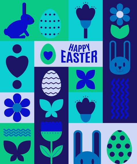 Happy Easter. Patterns. Modern geometric abstract style. Easter eggs, rabbit., flowers. Easter Gift Card Holder, Easter Patterns, Easter Bunny Treats, Easter Egg Holder, Easter Designs, Bunny Treats, Easter Garden, Easter Basket Tags, Easter Bunny Eggs