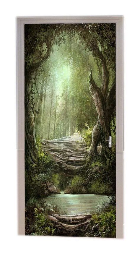 PRICES MAY VARY. 38.5x200cm(15.2"X78.7") * 2 pieces; finished size 77x200cm (30.3"x78.7") Eco-friendly, self-adhesive, removable, waterproof PVC material; vivid 3d print No transfer film needed, just peel and stick. Removable, no glue left when changing or removing, no damage to the surface of the door or stairs Suitable for any smooth surfaces: doors, walls, stairs, tiles, mirrors, windows, furniture and accessories Instructions: 1. Clean the surface: ensure the surface is smooth, don't stick o Forest Room Aesthetic, Forest Room Decor, Decals Wallpaper, Posters Diy, Forest Room, Vinyl Room, Forest Mural, Visual Illusion, Forest Photos