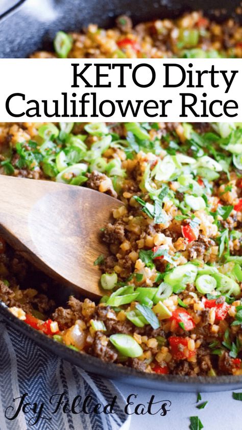 Dirty Cauliflower Rice, Cauliflower Rice Recipes, Dirty Rice, Health Fitness Nutrition, Recetas Keto, Keto Side Dishes, Makanan Diet, Keto Cooking, Keto Recipes Dinner