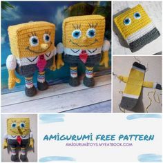 Crochet Critters, Crocheted Amigurumi, Spongebob Birthday, Giraffe Crochet, Crochet Car, Easter Crochet Patterns, Crochet Animals Free Patterns, Sponge Bob, Red Yarn