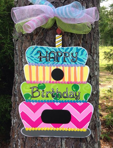 Door Hanger Paint Party, King Cake Door Hanger, Birthday Door Signs For Kids, Wooden Door Hanger Teacher, Birthday Cake Door Hanger, Birthday Door Hanger, Birthday Classroom, Door Banners, Birthday Door