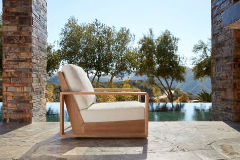 Poolside Lounge Chair | Sutherland Furniture Sutherland Furniture, Poolside Lounge Chairs, Poolside Lounge, Teak Frame, Teak Furniture, Club Chairs, Outdoor Sofa, Sectional Sofa, Perennials