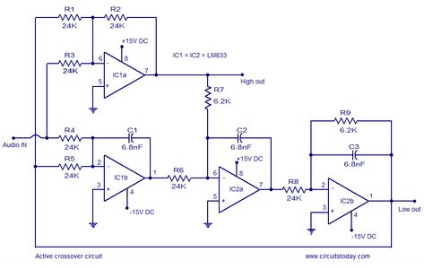 Active crossover circuit design,circuit diagram,schematic, diy active crossover circuit,HiFi audio crossover, 2 (band) way crossover circuit using LM833 Diagram Notes, Hifi Amplifier, Audio Crossover, Subwoofer Box Design, Photoshop 7, Electronics Basics, Schematic Design, Electronic Schematics, Electronic Circuit Projects