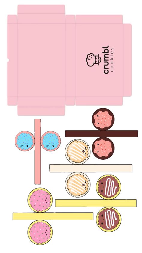 Crumbl cookie Cookie Box Template, Fun Stuff To Print Out, Crumble Cookie Bloxburg Build, Paper Toys Template Food, Crumbl Cookies Decals Bloxburg, Crumbl Cookies Bloxburg, Cookie Run Kingdom Papercraft, Crumble Cookie Bloxburg Decal, Paper Squishy Crumble Cookie