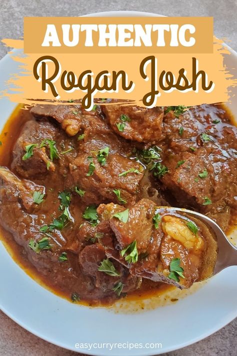 ROGAN JOSH Beef Rogan Josh Recipe, Curry Recipes Authentic, Easy Curry Recipes, Rogan Josh Recipe, Indian Chicken Dishes, Healthy Curry Recipe, Curry Recipes Easy, Eastern European Recipes, Rogan Josh