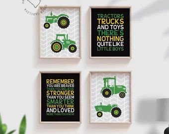 Truck Theme Bedroom, Tractor Boys Room, Tractor Nursery, Boys Quotes, Truck Nursery, Tractors For Kids, Black Nursery, Truck Theme, Unframed Art Prints