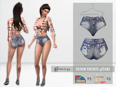 The Sims Resource - Denim Shorts 4Stars Sims 4 Shorts Cc, Sims 4 Cc Jeans Shorts, Sims 4 Cc Clothes Female Shorts, Sims 4 Short Shorts Cc, Sims 4 Short Shorts, Ts4 Cc Denim Shorts, Low Waisted Skirt, Cheer Shorts, Sims Download