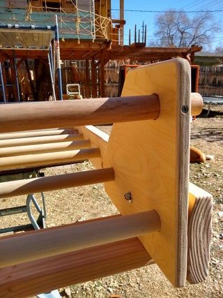 Swedish Ladder: 7 Steps (with Pictures) Diy Swedish Ladder, Stall Bars, Swedish Ladder, Swedish Wall, Wall Ladder, Indoor Playroom, Diy Home Gym, Diy Ladder, Chop Saw