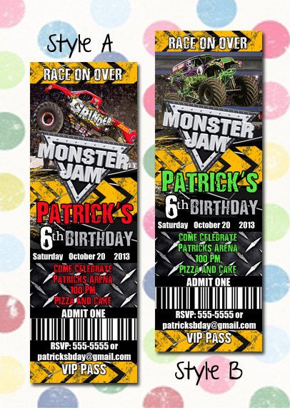 Invitation idea Copa Piston, Monster Truck Birthday Party Ideas, Truck Birthday Party Ideas, Truck Party Invitations, Monster Jam Birthday Party, Monster Truck Birthday Party, Digger Birthday, Monster Jam Birthday, Monster Jam Party