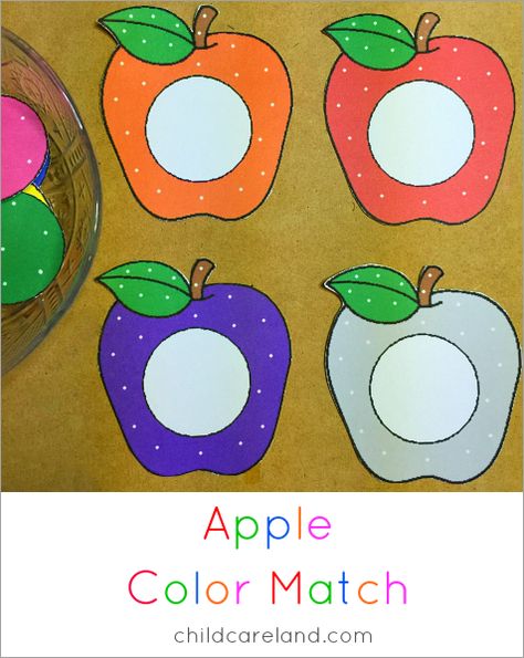 Apple color match for color recognition skills. Apple Matching Preschool, Preschool Apple Activities, Preschool Apple Theme, September Preschool, Apple Lessons, Apple Preschool, Apple Unit, Fall Preschool Activities, Apple Activities