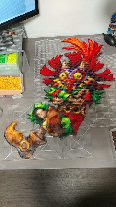 Zelda Perler Beads, Perler Portrait, Zelda Diy, Perler Creations, Perler Bead Templates, Diy Perler Bead Crafts, Pixel Art Grid, Bead Sprite, Diy Perler Beads