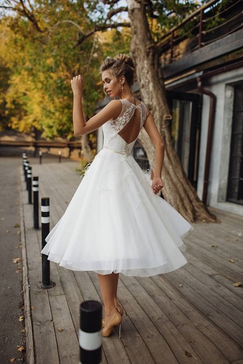 21 Wedding Dresses You Can Dance In! | OneFabDay.com UK Tea Length Wedding Dresses Lace, Short Bridal Gown, Hijab Wedding, Tea Length Wedding, Country Wedding Dresses, Tea Length Wedding Dress, Wedding Dresses Photos, Lace Bridal Gown, Wedding Gowns Lace