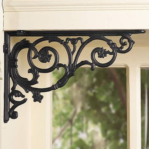 Decorative Cast Iron Corner Brackets Shelf Support on PopScreen Wrought Iron Corner Brackets, Decorative Corner Brackets, Corner Brackets In Doorway, Corbels Exterior, Wrought Iron Corbels, Iron Corbels, Eclectic Garden, Faux Iron, Wrought Iron Lights