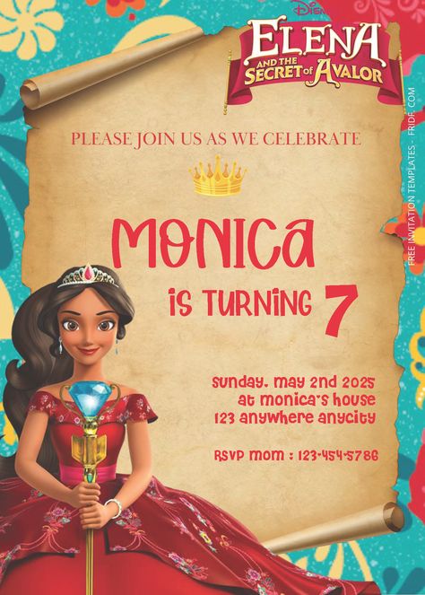 ( Easily Edit PDF Invitation ) Elena Of Avalor Birthday Invitation Templates Simple Dance Steps, Princess Elena Party, Brave Princess, Royal Craft, Princess Elena, Free Invitation Templates, Party Venues, Birthday Bash, Birthday Invitations