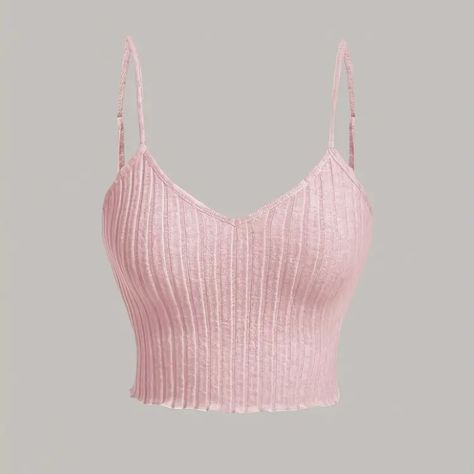 Nwt Joocy Babi Light Pink Ribbed Crop Top With Adjustable Straps, Sz. Lg. Very Soft Material. Fits More Like A Small. Sleeveless Tops Summer, Casual Tanks, Looks Party, Ribbed Crop Top, Pink Outfits, Really Cute Outfits, Girly Outfits, Cami Top, Pink Tops