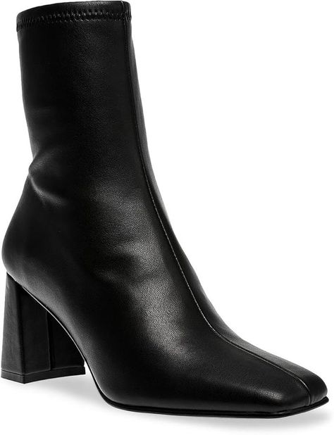 Amazon.com | Steve Madden Women's Harli Ankle Boot, Black, 7.5 | Ankle & Bootie Square Toe Ankle Boots, Ankle Bootie, Shoes Booties, Synthetic Fabric, Black Ankle Boots, Ankle Booties, Bootie, Steve Madden, To Read