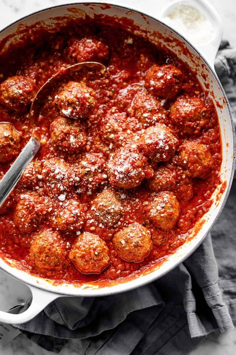 Oven baked meatballs #meatballs #recipe #dinner #italian Oven Meatballs, Oven Baked Meatballs, Baked Meatballs, Meatball Recipes Easy, Meatball Bake, Lamb Meatballs, Marinara Sauce Homemade, Tandoori Masala, Meatballs Easy