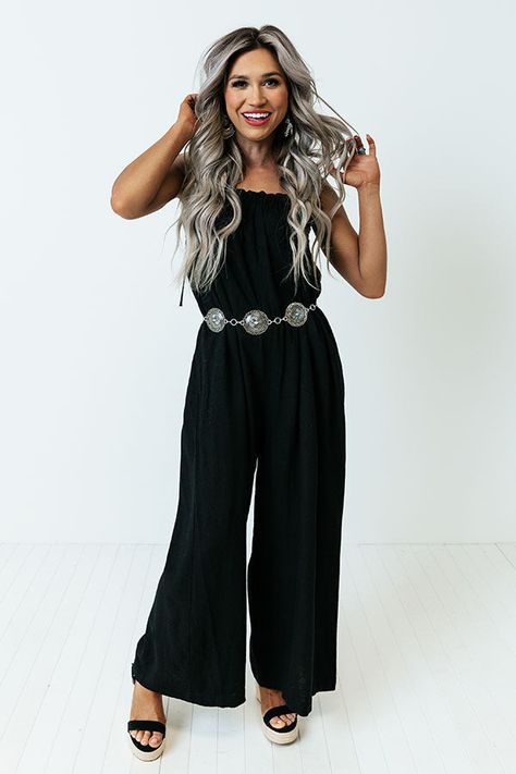 Saturday Strolling Jumpsuit In Black Black Western Jumpsuit, Western Jumpsuit Outfit, Western Jumpsuit, Black Saturday, Black Jumpsuits, Pictures Outfits, Engagement Picture Outfits, One Piece Jumper, Zach Bryan