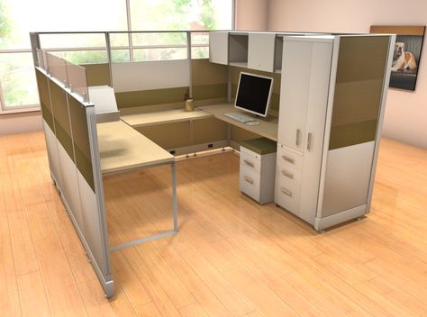 Novo 8x8' station with storage tower - Cubicles and Systems, 8x8 Office, Wallpaper For Office, Office Cubicle Design, Cubicle Storage, Modern Office Furniture Design, Cubicle Design, Modern Executive Desk, Executive Desks, Desks Office