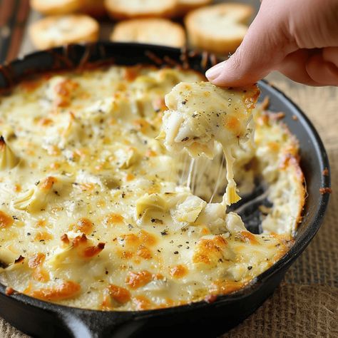 Crab and Artichoke Hot Dip - Recipes, Tasks & Tools Hot Crab Dip Recipe, Crab And Artichoke Dip, Dip Recipes Hot, Hot Crab Dip, Spicy Dip, Artichoke Dip Recipe, Crab Dip, Hot Dip, Cream Cheese Recipes